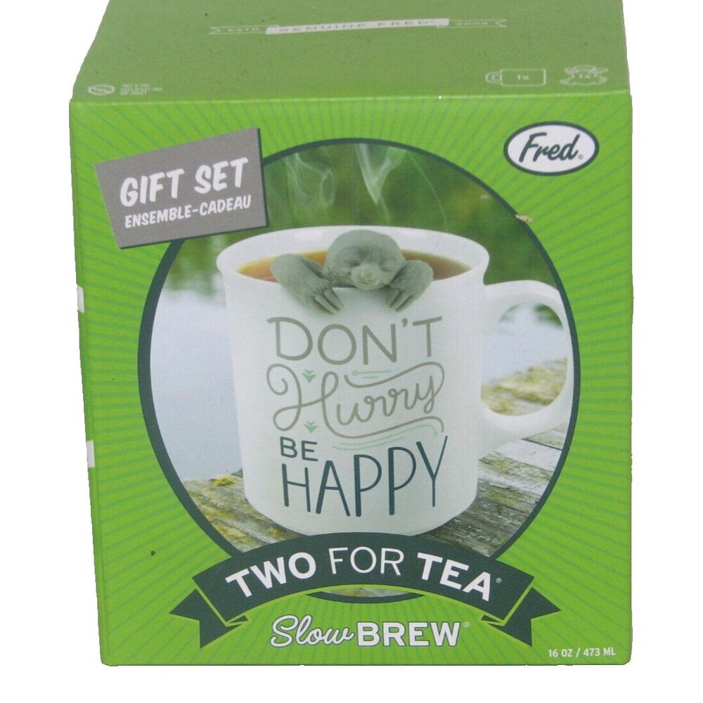 Genuine Fred Sloth TWO FOR TEA Infuser and Mug Gift Set Slow Brew Sloth